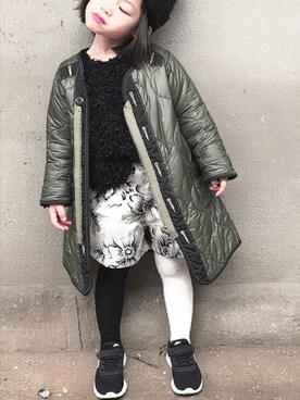 「キルティングコート」｜りりぃ。さん（キッズ・100cm）の冬コーディネート