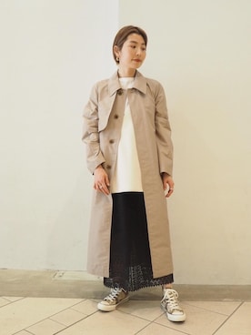 「CONVERSE（コンバース）の＜CONVERSE（コンバース）＞ALL STAR US CAMO HI/スニーカー ◆（スニーカー）」を使った、上中（kaminaka）さん（レディース・158cm）の冬コーディネート
