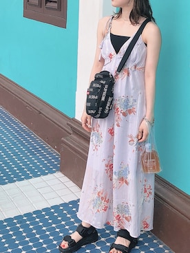 「DAISY（デイジー）のアイテム（オールインワン・サロペット）」を使った、minamiさん（レディース・154cm）の夏コーディネート