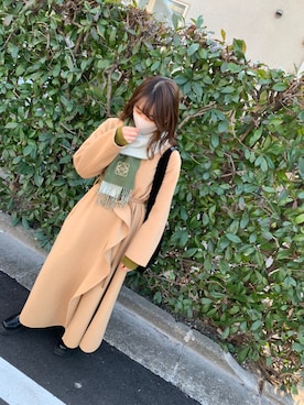 「Ameri（アメリ）のアイテム（チェスターコート）」を使った、minamiさん（レディース・154cm）の冬コーディネート