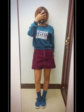 「H&M（エイチ・アンド・エム）のアイテム（ジャージ）」を使った、ミナミさん（レディース・153cm）の秋コーディネート