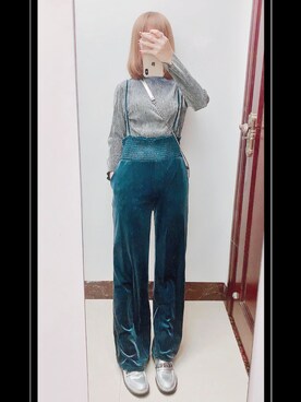 「RAINBOW（レインボー）のアイテム（パンツ）」を使った、ミナミさん（レディース・155cm）の冬コーディネート