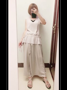 「Johnbull Private labo（ジョンブルプライベートラボ）のアイテム（スラックス）」を使った、ミナミさん（レディース・155cm）の夏コーディネート