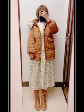 「STAR（スター）のアイテム」を使った、ミナミさん（レディース・155cm）の冬コーディネート