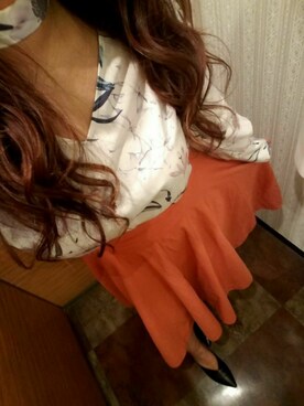 トップスwater flower ribbon choker shirt