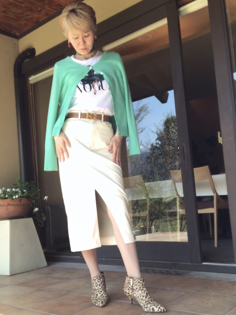 「オトナカジュアル、春コーデ、パステルカラー、安曇野」｜「ZARAのアイテム（スカート、ホワイト系）」を使った、naoさん（レディース・170cm）の春コーディネートの1枚目の写真