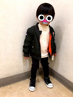 「韓国スタイル」｜「アイテム（MA-1）」を使った、a.oさん（キッズ・90cm）の秋コーディネート