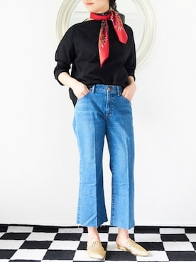 「アイテム（スリッポン、ゴールド系）」を使った、minoriTY-fun LOOKさん（レディース・163cm）の春コーディネート