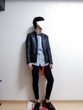 「マーチン」｜「アイテム（ライダースジャケット）」を使った、光さん（メンズ・167cm）の秋コーディネート