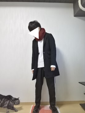 「コラボ」｜「アイテム（チェスターコート）」を使った、光さん（メンズ・167cm）の秋コーディネート