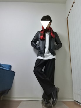 「ZIP FIVE（ジップファイブ）のアイテム（ライダースジャケット）」を使った、光さん（メンズ・167cm）の秋コーディネート