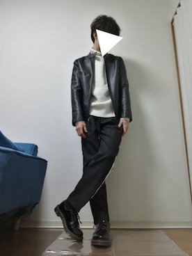 「ZIP FIVE（ジップファイブ）のアイテム（ライダースジャケット）」を使った、光さん（メンズ・167cm）の秋コーディネート