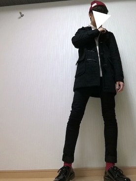 「GU（ジーユー）のアイテム（ダッフルコート）」を使った、光さん（メンズ・167cm）の冬コーディネート