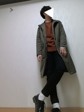 「LIDNM（リドム）のアイテム（モッズコート）」を使った、光さん（メンズ・167cm）の冬コーディネート