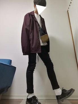 「ワインレッド」｜「アイテム（その他アウター）」を使った、光さん（メンズ・167cm）の秋コーディネート