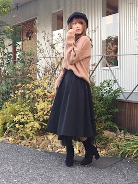 「LILY BROWN（リリーブラウン）のアイテム（帽子）」を使った、久奈さん（レディース・154cm）の秋コーディネート