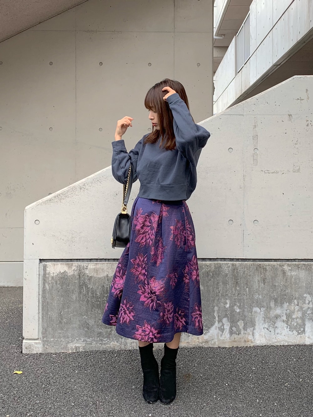 SNIDEL（スナイデル）の「オリジナルジャガードフレアミドルスカート  