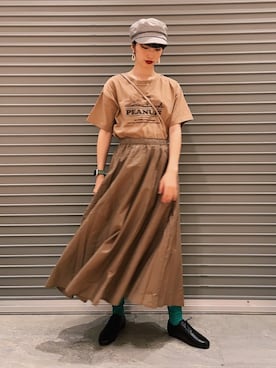 「アイテム（キャスケット）」を使った、よここさん（レディース・168cm）の夏コーディネート