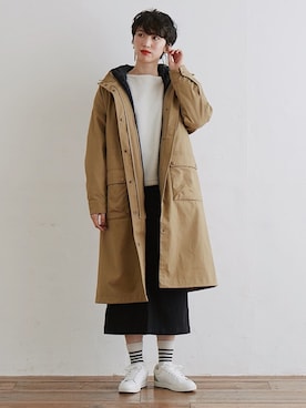 「アイテム（マウンテンパーカー）」を使った、よここさん（レディース・168cm）の冬コーディネート