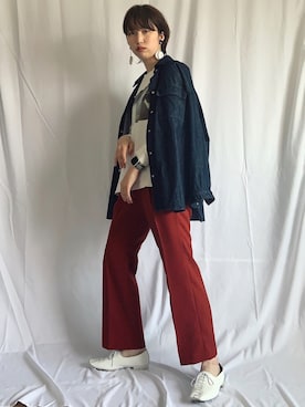 「JEANASIS（ジーナシス）のアイテム（バレエシューズ）」を使った、よここさん（レディース・168cm）の春コーディネート