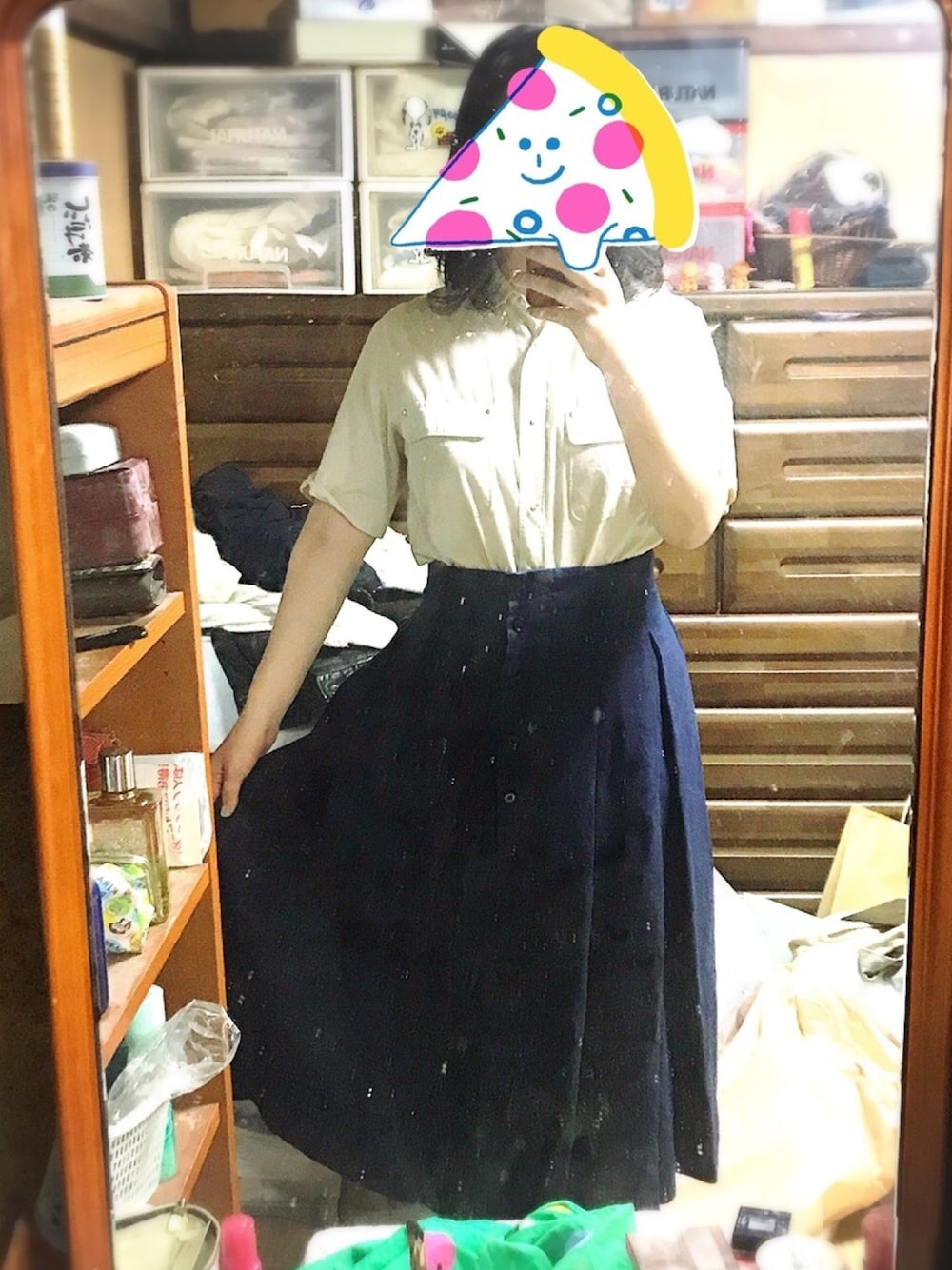「スカート」｜「judyAnnのアイテム（シャツ/ブラウス、ベージュ系）」を使った、ずみさん（レディース・163cm）の夏コーディネートの1枚目の写真