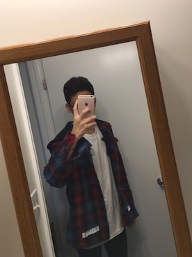 「off white（オフホワイト）のアイテム（モッズコート）」を使った、Lkyuzさん（メンズ・165cm）の夏コーディネート