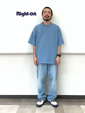 「Right-on（ライトオン）のアイテム（デニムパンツ）」を使った、ヒゲ太朗さん（メンズ・172cm）の夏コーディネート