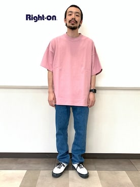 「Right-on（ライトオン）のアイテム（デニムパンツ）」を使った、ヒゲ太朗さん（メンズ・172cm）の夏コーディネート