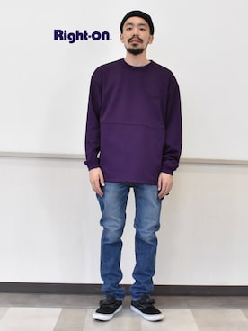 「Right-on（ライトオン）のアイテム（デニムパンツ）」を使った、ヒゲ太朗さん（メンズ・172cm）の夏コーディネート