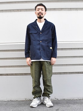 「Right-on（ライトオン）のアイテム（テーラードジャケット）」を使った、ヒゲ太朗さん（メンズ・172cm）の秋コーディネート