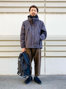 「Right-on（ライトオン）のアイテム（ミリタリージャケット）」を使った、ヒゲ太朗さん（メンズ・172cm）の秋コーディネート