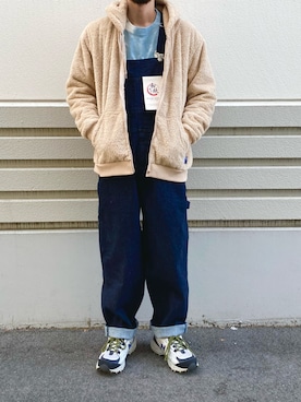 「Right-on（ライトオン）のアイテム（その他アウター）」を使った、ヒゲ太朗さん（メンズ・172cm）の冬コーディネート