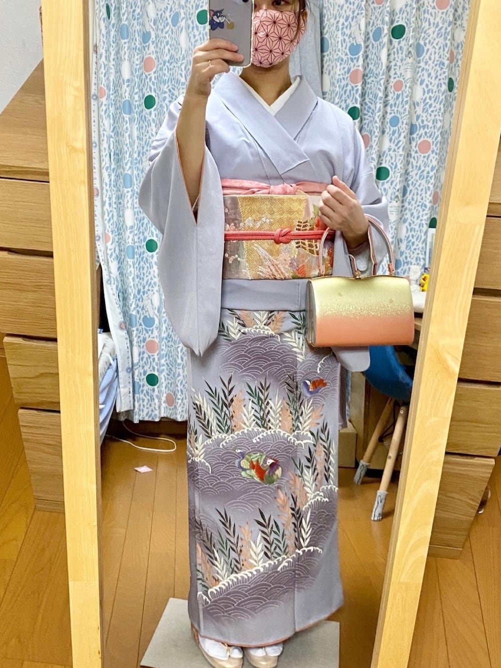 「着物、着付け、和装、着物コーデ、訪問着、フォーマル」｜「souのアイテム（その他、パープル系）」を使った、Hiro さん（レディース・151cm）の冬コーディネートの1枚目の写真