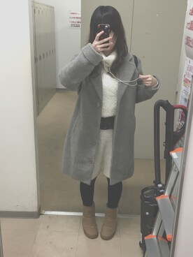 「one after another NICE CLAUP（ワンアフターアナザーナイスクラップ）のアイテム（チェスターコート）」を使った、まいちゃんだよ。さん（レディース・152cm）の冬コーディネート