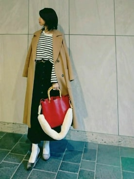 「ADAM ET ROPE'（アダムエロペ）のアイテム（ダッフルコート）」を使った、こにしにこさん（レディース・163cm）の冬コーディネート