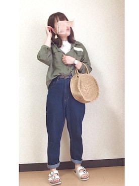 「RETRO GIRL（レトロガール）のアイテム（ミリタリージャケット）」を使った、nae＊°さん（レディース・154cm）の夏コーディネート
