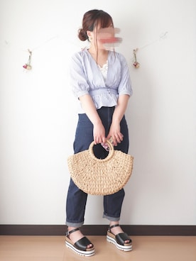 「pairpair」｜「アイテム（キャミソール）」を使った、nae＊°さん（レディース・154cm）の春コーディネート