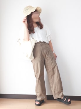 「MODE ROBE（モードローブ）のアイテム（帽子）」を使った、nae＊°さん（レディース・154cm）の夏コーディネート
