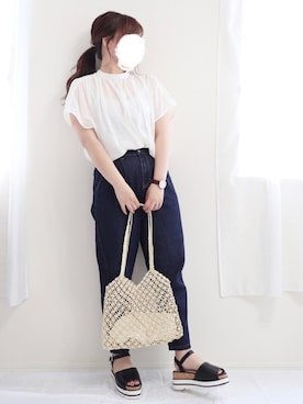 「AmbreNeige」｜「アイテム（アナログ腕時計）」を使った、nae＊°さん（レディース・154cm）の夏コーディネート