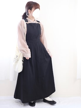 「sakishimatokyo（サキシマトーキョー）のアイテム（ジャンパースカート）」を使った、nae＊°さん（レディース・154cm）の秋コーディネート