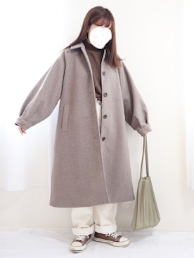「しまむら（シマムラ）のアイテム（ステンカラーコート）」を使った、nae＊°さん（レディース・154cm）の秋コーディネート