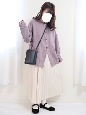 「GRL（グレイル）のプリーツスカート（スカート）」を使った、nae＊°さん（レディース・154cm）の冬コーディネート