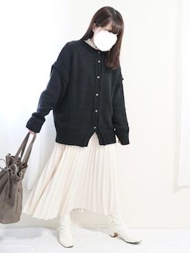 「GRL（グレイル）のプリーツスカート（スカート）」を使った、nae＊°さん（レディース・154cm）の冬コーディネート