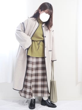 「GRL（グレイル）のアイテム（ノーカラーコート）」を使った、nae＊°さん（レディース・154cm）の春コーディネート