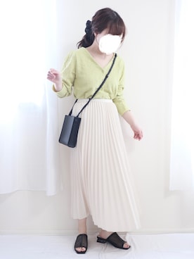 「GRL（グレイル）のプリーツスカート（スカート）」を使った、nae＊°さん（レディース・154cm）の春コーディネート