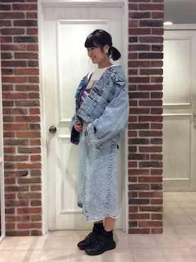 「AS KNOW AS PINKY（アズノゥアズピンキー）のアイテム（デニムジャケット）」を使った、ikedaさん（レディース・165cm）の冬コーディネート