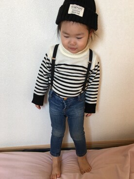「西松屋（ニシマツヤ）のアイテム（ニット/セーター、ホワイト系）」を使った、riyo1204さん（レディース）の冬コーディネート