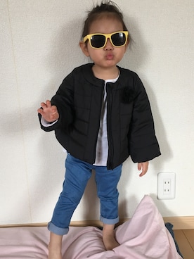 「COMME CA ISM（コムサイズム）のアイテム（ダウンジャケット/コート）」を使った、riyo1204さん（キッズ・90cm）の冬コーディネート