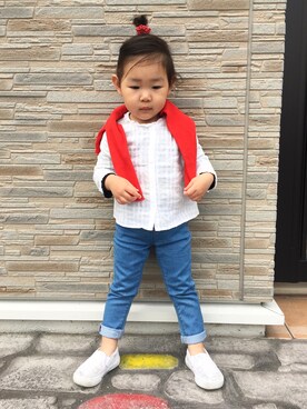 「ZARA KIDSのアイテム（シャツ/ブラウス、ホワイト系）」を使った、riyo1204さん（レディース）の春コーディネート