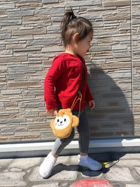 「ZARA KIDSのアイテム（Tシャツ/カットソー、レッド系）」を使った、riyo1204さん（レディース）の春コーディネート